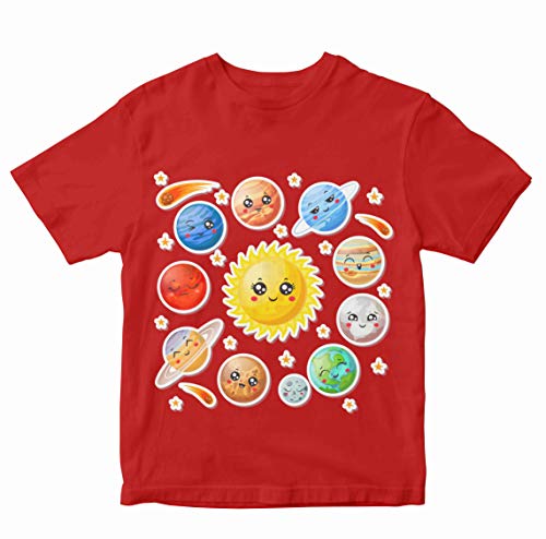 Image of Boys' Regular Fit T-Shirt Kawaii Solar System 100% Cotton Boy's Girl's Unisex Fit T-Shirt