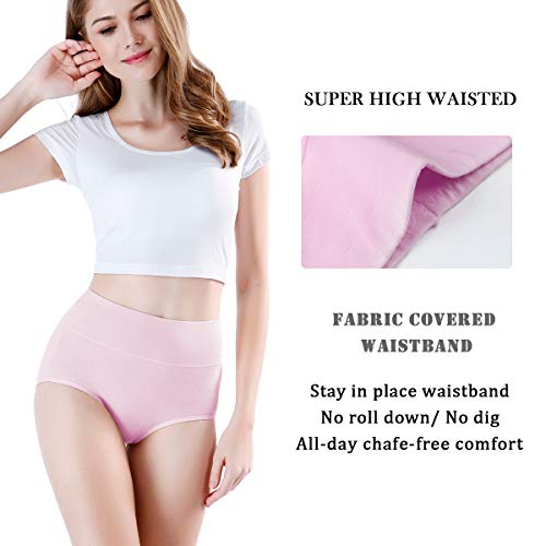 Image of wirarpa Women's Cotton Underwear High Waist Full Coverage Brief Panty Multipack
