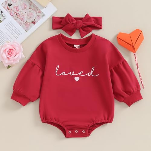YINGISFITM Newborn Baby Girl Valentines Clothes Long Sleeve Onesie Bubble Romper Fall Winter Cute Outfits2