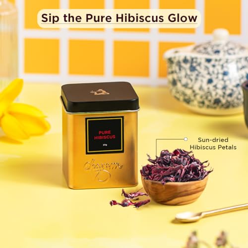 Image of Chayam Chamomile & Hibiscus Herbal Tea Combo | 2 x 30g Loose Leaf Teas in Premium Tins | Pure Chamomile for Sleep + Hibiscus for Skin & Heart | Caffeine-Free Natural Herbal Infusion