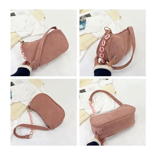 Corduroy Tote Bag Vintage Corduroy Crescent Shoulder Bag with Alt Chain Strap for Women Small Trendy Underarm Hobo Purse3