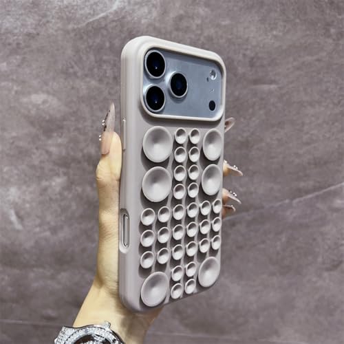 Coque silicone antichoc iPhone 15 gris avec ventouse circulaire intégrée