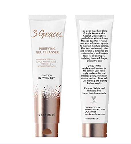 3 GRACES BEAUTY PURIFYING GEL CLEANSER • Vitamin C + Apple Amino Acids + Moringa Seed Oil + Hyaluronic Acid • Gentle Hydrating Face Wash 3 GRACES BEAUTY PURIFYING GEL CLEANSER • Vitamin C + Apple Amino Acids + Moringa Seed Oil + Hyaluronic Acid • Gentle Hydrating Face Wash