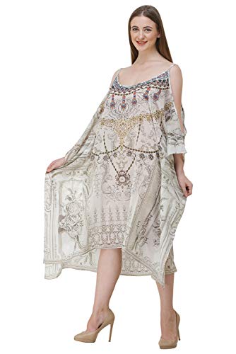 Image of RAVI RAJORIA Georgette Digital Printed Beach Wear Kaftan Blue Free Size R800 | Multi Color 2