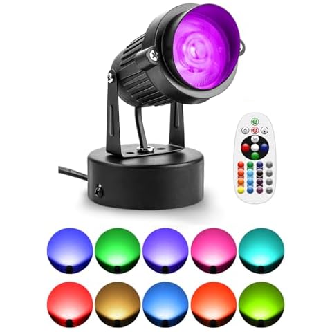 ZUCKEO 10W LED Spot Lights Indoor RGBW Color Changing Uplighting Indoor with Remote, 120V Christmas Spotlight Up Lights Plug in, Accent Landscape Lighting with Switch for House Halloween Decor(1Pack) Cover