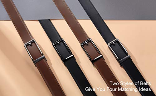 Chaoren Click Belt For Men 2 Pack - Mens Leather Belt 1 3/8" Gift Set - Design Belt Meet Almost Any Occasion And Outfit #TOP4