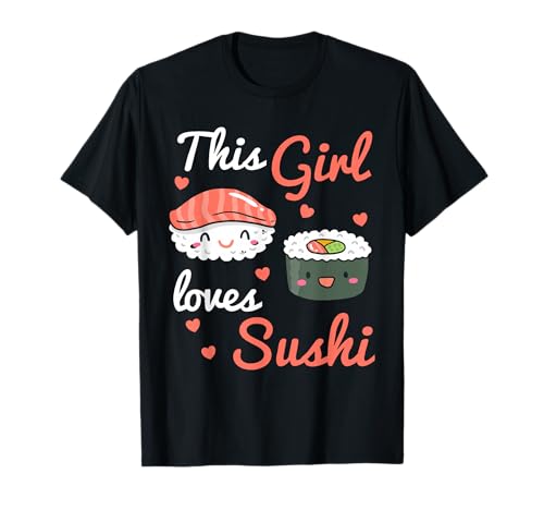 Cadeau de sushi pour kawaii dames enfants wasabi saumon nourriture t-shirt