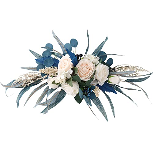 Wnvivi Artificial Arch Flower Decorations,Blue Rose and Peony Swag Wreath,Decorative Floral Garland Wedding Arch Flowers for Ceremony Reception (A1)