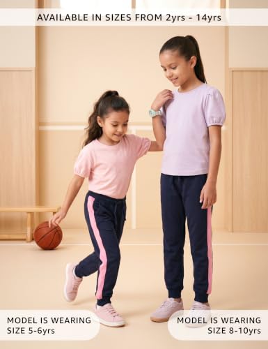 Image of Amazon Brand - Symbol Girls Contrast Panel Detail Cotton Rich Track Pants