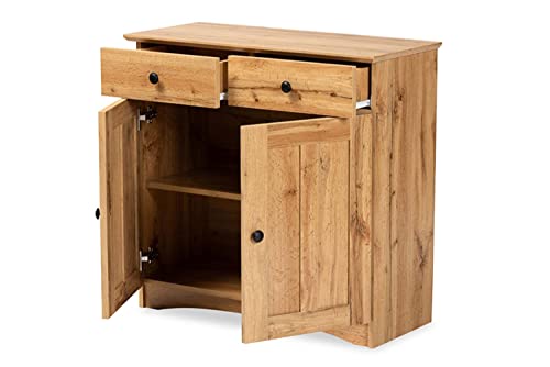 Baxton Studio Lauren Modern And Contemporary Oak Brown Finished Wood 2-Door Buffet Kitchen Cabinet #TOP5