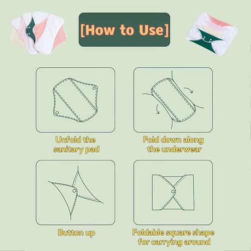 Image of Washable Sanitary Napkins,Reusable Sanitary Pads,Heavy Incontinence Pads,Sanitary Napkin Set,7pcs /Set,Pack of 6+7 Storage Bag,Suitable for Heavy Menstrual Flow,Incontinence Patients,Grey