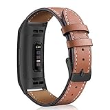 Hotodeal Leather Band Compatible Charge 3 & Charge 3 SE Fitness Tracker, Classic Replacement Genuine Leather Bands Metal Connectors Women Men Small Large Size Silver, Rose Gold, Black
