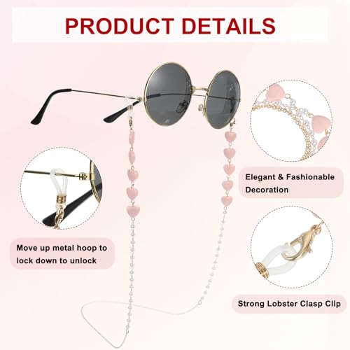 Image of uxcell Beads Eyeglass Chain, Pearl Glasses Strap Eyewear Retainer Chain Around Neck Sunglass Holder for Girls Women