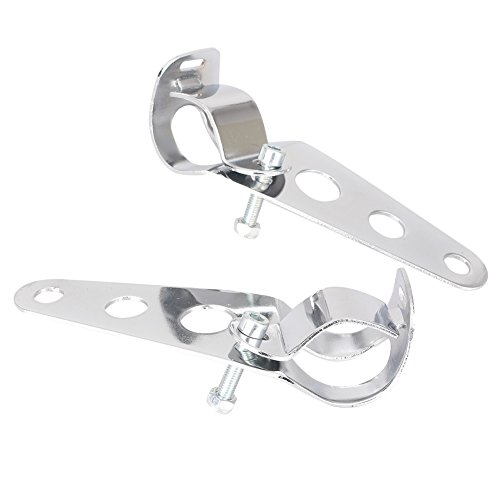 CNxinn10 Headlight Lamp Duty Clamp Bracket Mounting Ear Silver Steel for HONDA for Kawasaki for Suzuki for Yamaha for Ducati with 31mm-43mm Fork Tubes Motorbike