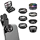 7-in-1-Objektiv-Set für Handy, 0,63 x Weitwinkel, 15 x Makro, 198 ° Fisheye, 2 x Portrait, CPL, Kaleidoskop-Objektiv, Starlight-Objektiv, 7-in-1 Smartphone-Objektiv