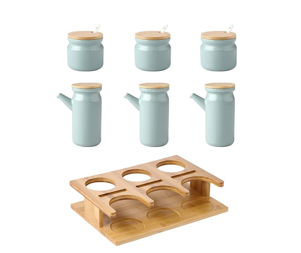 Zestaw puszek na olej, ceramiczna butelka z dozownikiem oleju, butelka 500 ml z dozownikiem sosu sojowego z drewnianą paletą, oliwa z oliwek, sos sojowy, ocet, cruet, płynny dozownik przypraw do