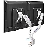 AVLT RGB Lights Dual 17”-43” Gaming Monitor Arm Desk Mount, Fits Two Flat/Curved/Ultrawide Screen up to 44lbs(20kg), Height Swivel Tilt Adjustable Stand – White