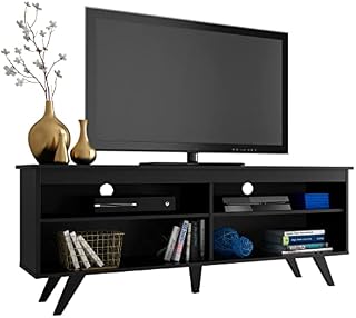 Madesa TV Stand with 4 Shelves and Cable management, for TVs up to 65 Inches, Wood, 59 H x 38 D x 150 W cm Grey