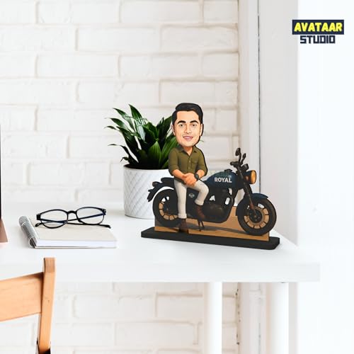 Image of Personalized Motorcycle Rider Caricature Gift Custom Photo Stand Birthday Gift for Husband Boyfriend Friend Unique Biker Cartoon Photo Frame (Motorcycle Rider) (MOTORCYCLE RIDER - 3, 7 INCHES)