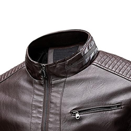 JEsilunmaMY Men's Stand Collar Moto Biker Coats Full Zip Winter Motorcycle Leather Coat Lightweight Windproof Bomber Jacket2