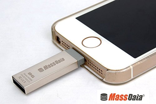 Lightning iphone flash drive 16GB, MassData USB For iPhone 5 6 6S 7 7s Plus iPad and PC. Works with PC and iphone flash drive