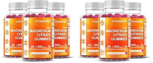 Image of Vitamatic Magnesium Gummies 600mg per Serving - 60 Vegan Gummies - Relaxation, Muscle, Bone & Energy Support - 6 Pack