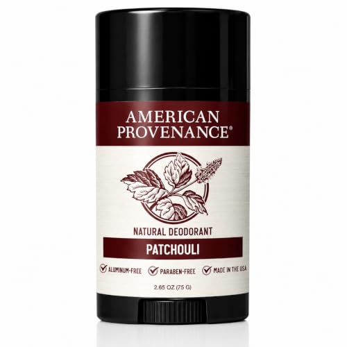 American Provenance Aluminum Free Natural Deodorant For Women and Men - Patchouli - 24 Hour Protection - Cruelty Free - Made in the USA (1 pack)