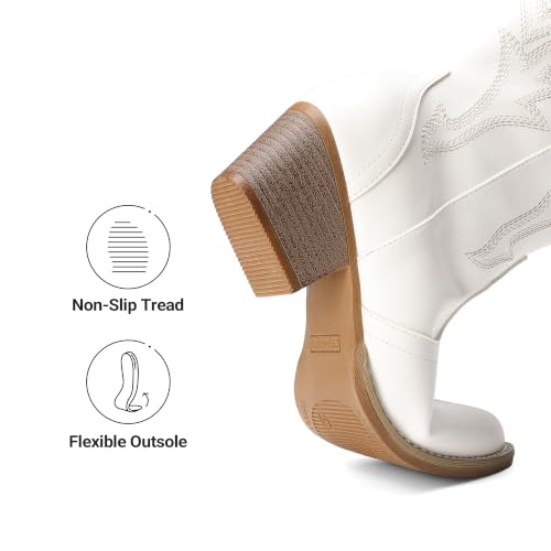 Image of DREAM PAIRS Women's Cowboy Cowgirl Boots Embroidered Pointed Toe Low Heel Western Mid Calf Boot for Theme Party Country Concert