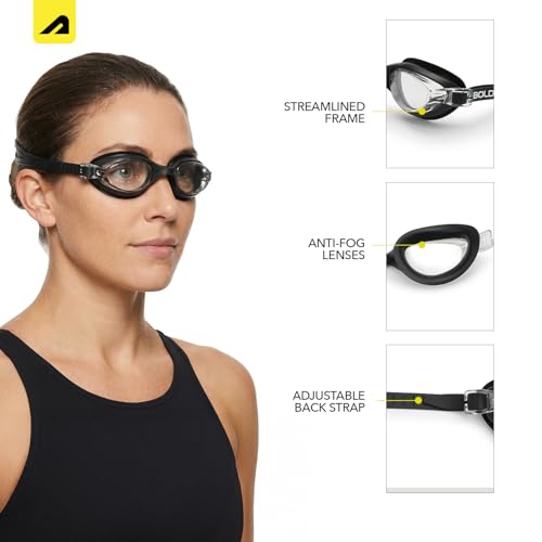 Image of Boldfit Swimming Goggles for Men & Women with Adjustable Strap, Air Tight, for Adults - Classic Black