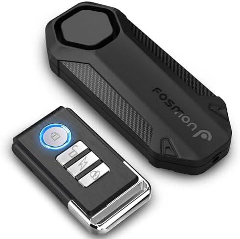 Fosmon 113db Bike Alarm with Remote, Motion Sensor Bicycle SOS Alarm, IP65 Waterproof Anti Theft Alarm System, Wireless Siren for E-Bike, Motorcycle, Scooter, Cart, Trailer