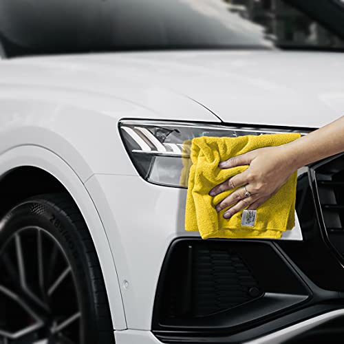 Image of SOFTSPUN Microfiber Cloth - 3 pcs 40x40 cms 340 GSM Yellow Thick Lint & Streak-Free Multipurpose Cloths Automotive Microfibre Towels for Car Bike Cleaning Polishing Washing & Detailing.