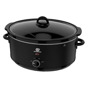 Slow Cooker – Pentola elettrica da 6,5 l, con pentola in ceramica e coperchio in vetro, funzione di mantenimento al caldo, 200 W, per feste di famiglia, zuppe, stufati, piatti di carne