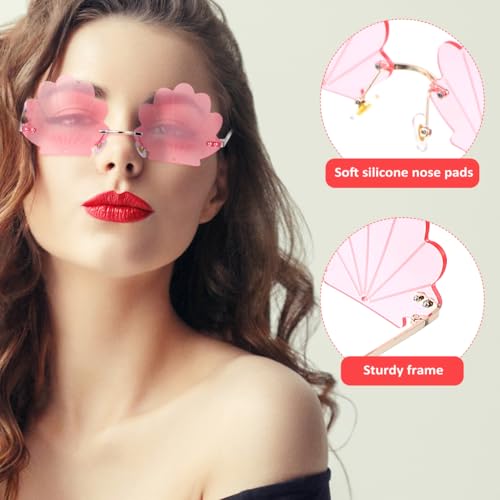 Lunettes de soleil sans monture à branches dorées légères et chic