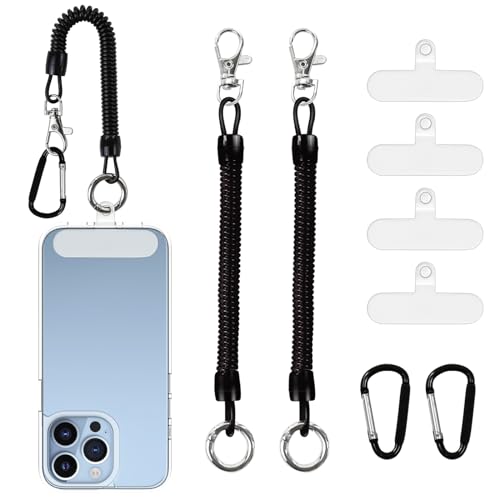 JingRoom 2 Pack Phone Lanyard Tether Anti Theft and Drop Prevention Strap for Outdoor Hiking Cycling(4 Patches+2 Carabiners)