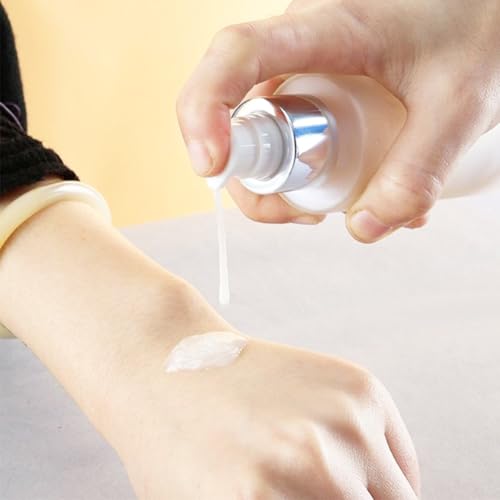 2PCS 120ml/4oz Empty Frosted Glass Lotion Pump Press Bottles Soap Dispensers Refillable Cosmetic Makeup Essence Essential Oil Sample Packing Containers Storage Jars Vials (Silver Head)3