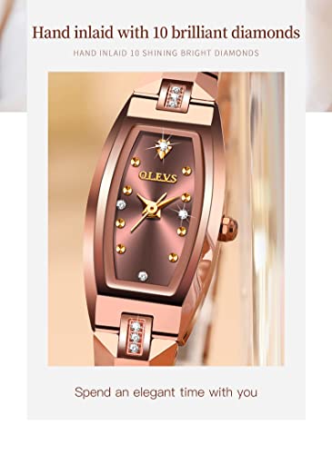 Image of OLEVS Small Face Watches for Women Square Elegant Slim Tungsten Steel Women's Wrist Watches Waterproof Luxury Diamond Watches for Women Analog Quartz Dress Watch for Women Relojes De Mujer