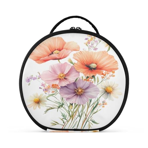 Takiito Floral Bouquet Travel Makeup Case Portable Makeup Box Artist Cosmetic Case Organizer With Adjustable Dividers