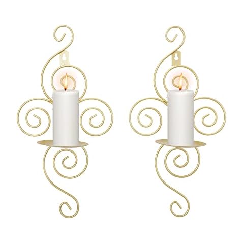Dyna-Living Wand-Kerzenleuchter, elegant, zum Aufhängen, 2 Stück, goldfarben, Kerzenhalter für Heimdekoration, Hochzeiten Cover