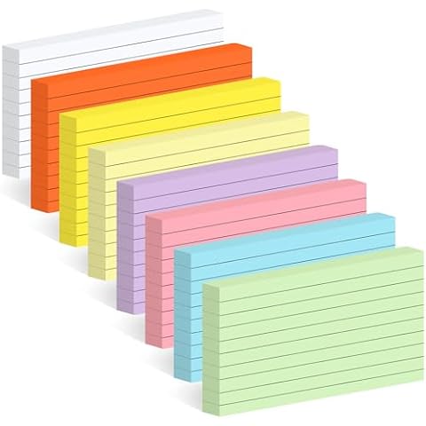 Utron 248 Sheets Colored Index Cards 3x5, Double-Sided Blank Notes Flash Cards for Studying, Note Cards 3x5 Lined, Flashcards for Studying, Index Notecards for Office Cover