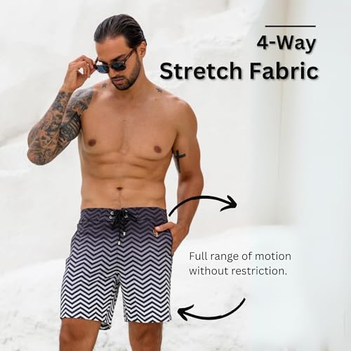 Tucann Men's Trunks 7" Compression Liner Quick Dry Zipper Pocket Chlorine Resistan 4 Way Stretch Faded Swim Shorts for Men3