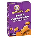 ANNIE'S Cheddar Baked Snack Crackers, Organic, No Artificial Flavours, No Synthetic Colours, Contains Real Cheese and Real Milk Ingredients, 213 Grams Package of Bunny Shaped Crackers