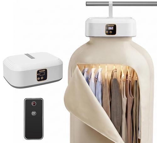 Image of SereneLife Portable Clothes Dryer | Drying Bag for Clothes, Suits & Dresses | Adjustable Temperature & Remote Control 1-8 Hour Timer | Compact Dryer for Home, Apartment, Dorm & Travel | White