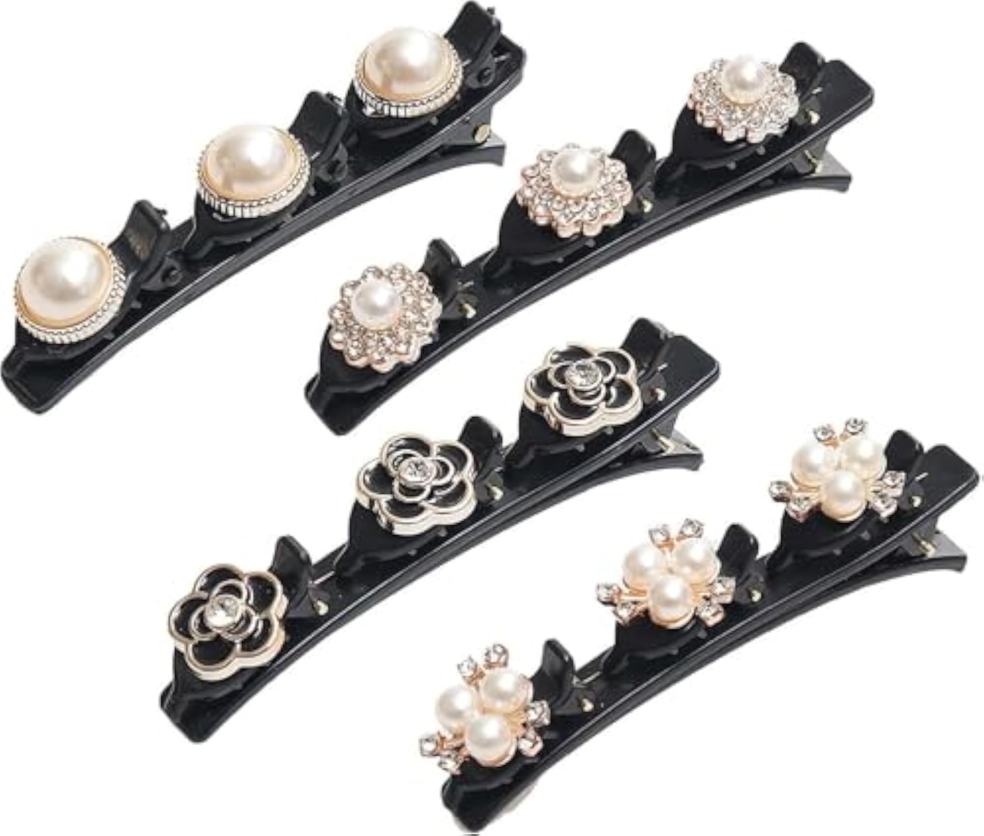 4-Pcs Sparkling Crystal Stone Braided Hair Clips