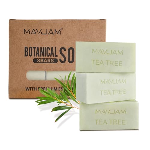 MAYJAM Tea Tree Soap Natural Antibacterial Soaps Womens Mens Cleanser & Moisturizing Exfoliating Soap 3-in-1 Herbal Soaps - Tea Tree