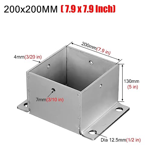 Genérico Base de Poste de Acero Inoxidable de Alta Resistencia para Postes de barandilla de 2x2 a 8x8 Pulgadas, Soporte Duradero para terrazas de hormigón y Madera, Ideal para buzones, Anclajes y EST
