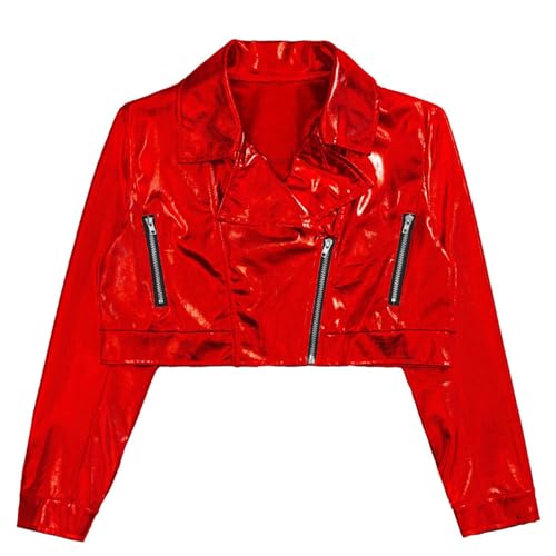 JEYPINMI Big Boys Girls Sparkle Bomber Jacket Metallic Zipper Coat Hip-Hop Jazz Dance Tops Outwear4