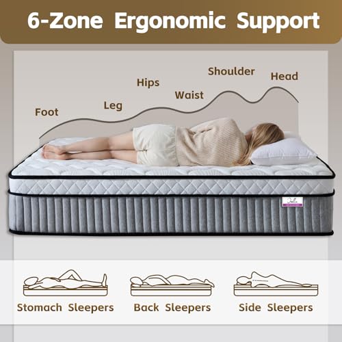 Image of Omblix Queen Mattress, 12 Inch Queen Size Mattress,Hybrid Mattresses in a Box with Memory Foam and Individual Pocketed Coil,CertiPUR-US,Medium Firm & Pressure Relief