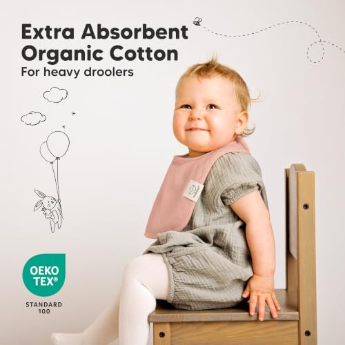 Image of KeaBabies 8-Pack Organic Baby Bibs for Drooling and Teething (Mauve) | Soft Cotton Bibs for Baby Girl, Boy, Extra Absorbent, Easy to Clean & Put On, Toddler, Newborn, Infant 0-24 Months