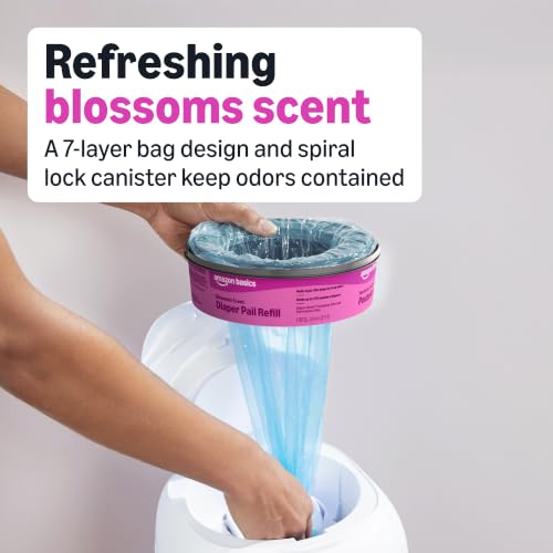 Amazon Brand - Mama Bear Blossoms Scented Diaper Pail Refills for Diaper Genie Pails, Odor Control, 1080 Count (4 Packs of 270 Count), Compatible with Diaper Genie Complete, Elite & Expressions Pails - image 3