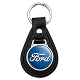 GRAPHICS & MORE Black Leather Ford Classic Script Logo Keychain